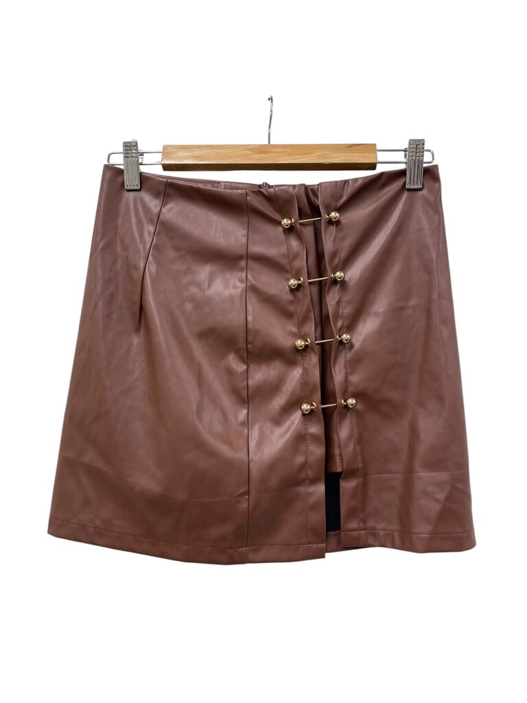 Brown Faux Leather Skirt - Size S