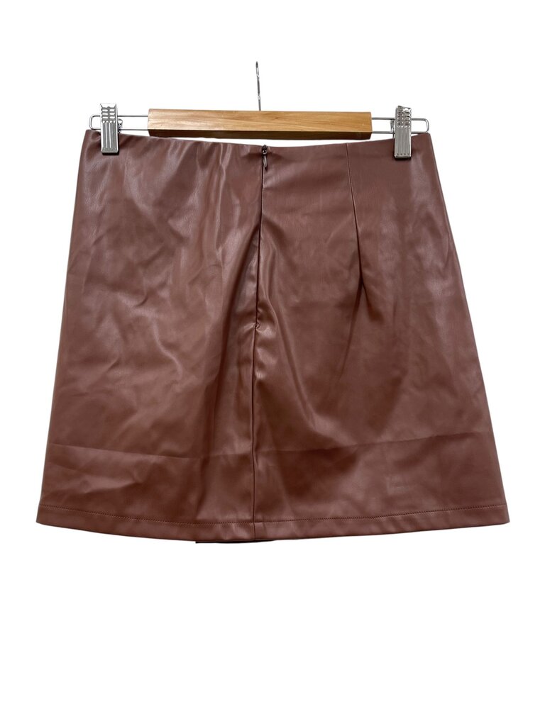 Brown Faux Leather Skirt - Size S